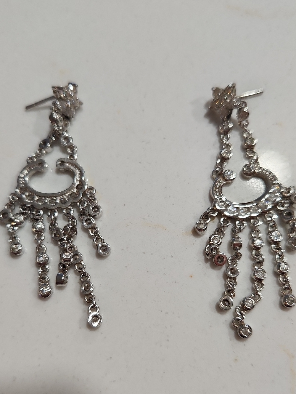 Silver Crystal Cascade Chandelier Earrings